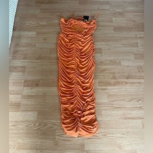 Orange scrunched dress
